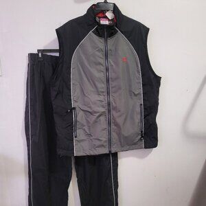 Champion Tracksuit Mens Black an gray 2 Piece Pants sleevele Jacket Mesh Size XL